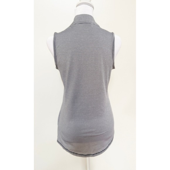 Adidas Golf Sleeveless Polo Shirt Womens Athletic Striped Mock Neck‎ Activewear - Picture 4 of 8